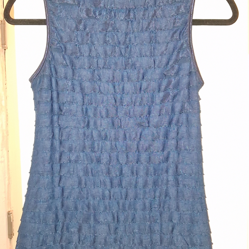 NY Collection Navy Ruffle Tank Top - Picture 4 of 7